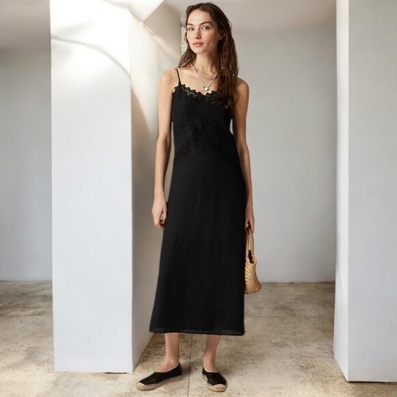 J. Crew Dresses & Skirts - J. Crew Lace-trim slip dress in linen Size 4